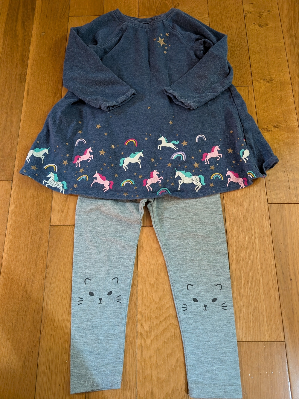 Girls 4T Unicorn Sweatshirt Dress With Cat Leggings